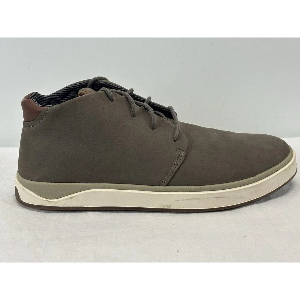 OluKai Papaku 'Ili Men's Waterproof Boots Tan 13 Dark Gray Leather Lace Up Chukk